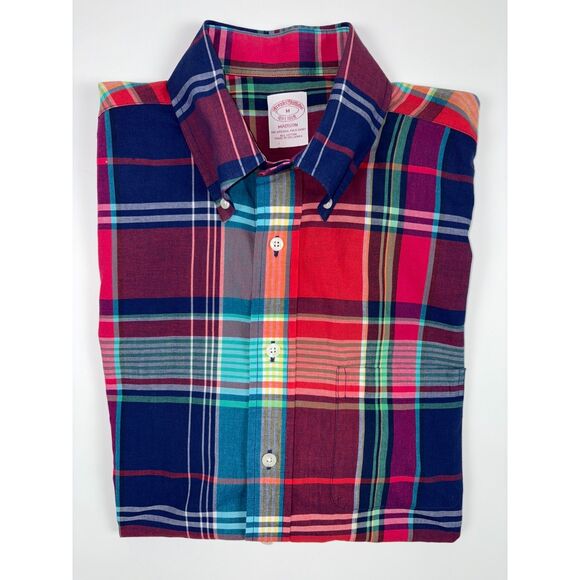 Brooks Brothers Madison Men’s Plaid Short Sleeve Button Up Shirt | Size Medium - Picture 4 of 7